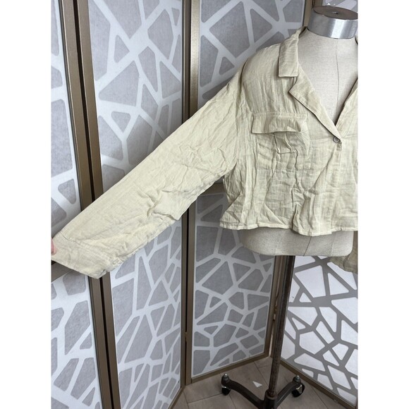 ASOS DESIGN pocket oversized beach shirt co-ord in double gauze in oatmeal 10 L - Picture 4 of 7